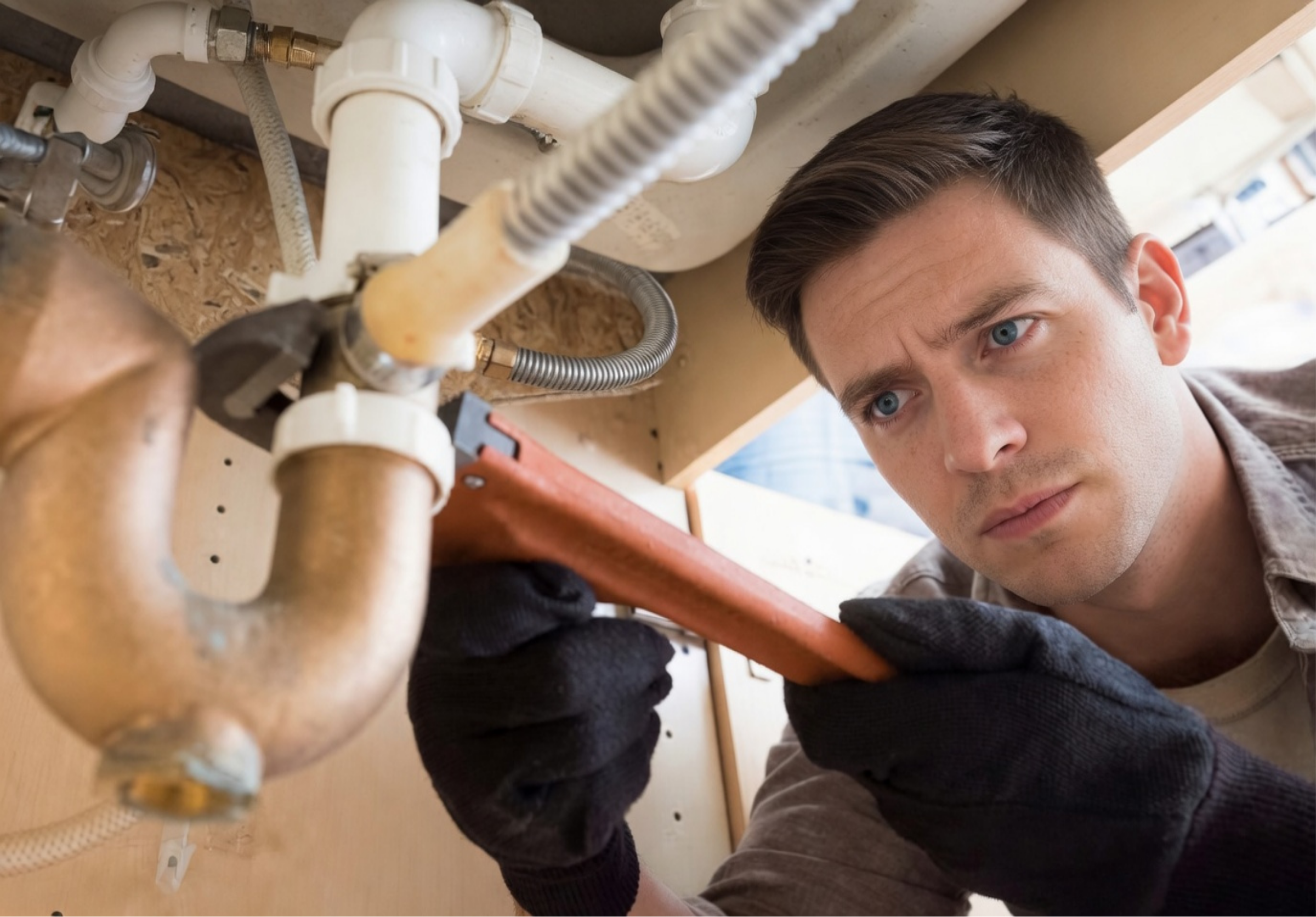 Professional plumber at work